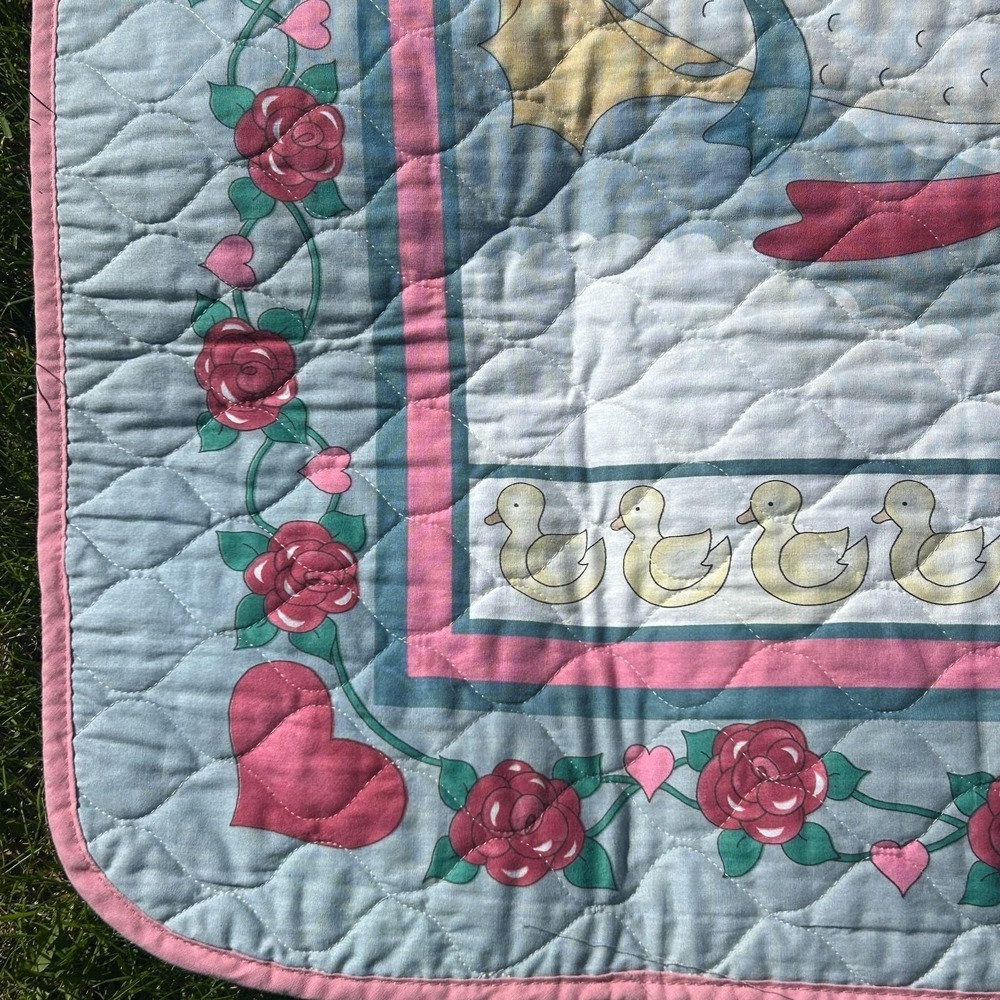 Vintage Daisy Kingdom‎ Goose Bear Ducks Baby Blanket Quilted 35"x41" Cottage 90s - Picture 4 of 10